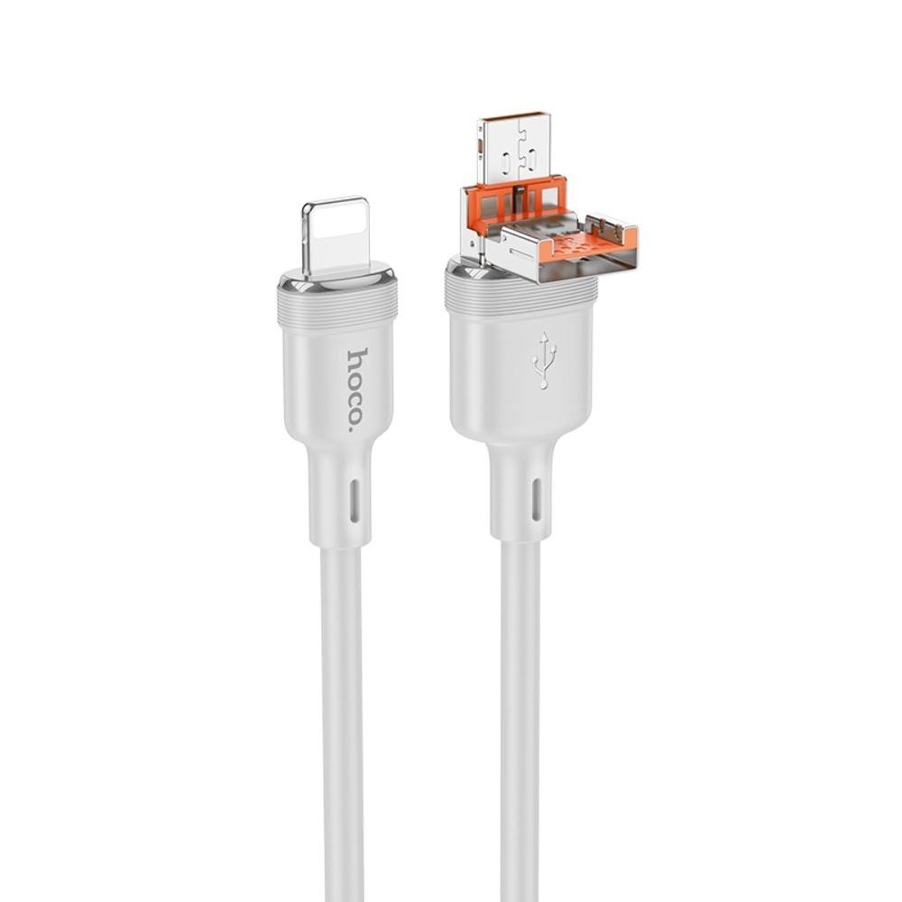 Кабель Hoco U131 2в1 USB/ Type-C to Lightning 1m gray