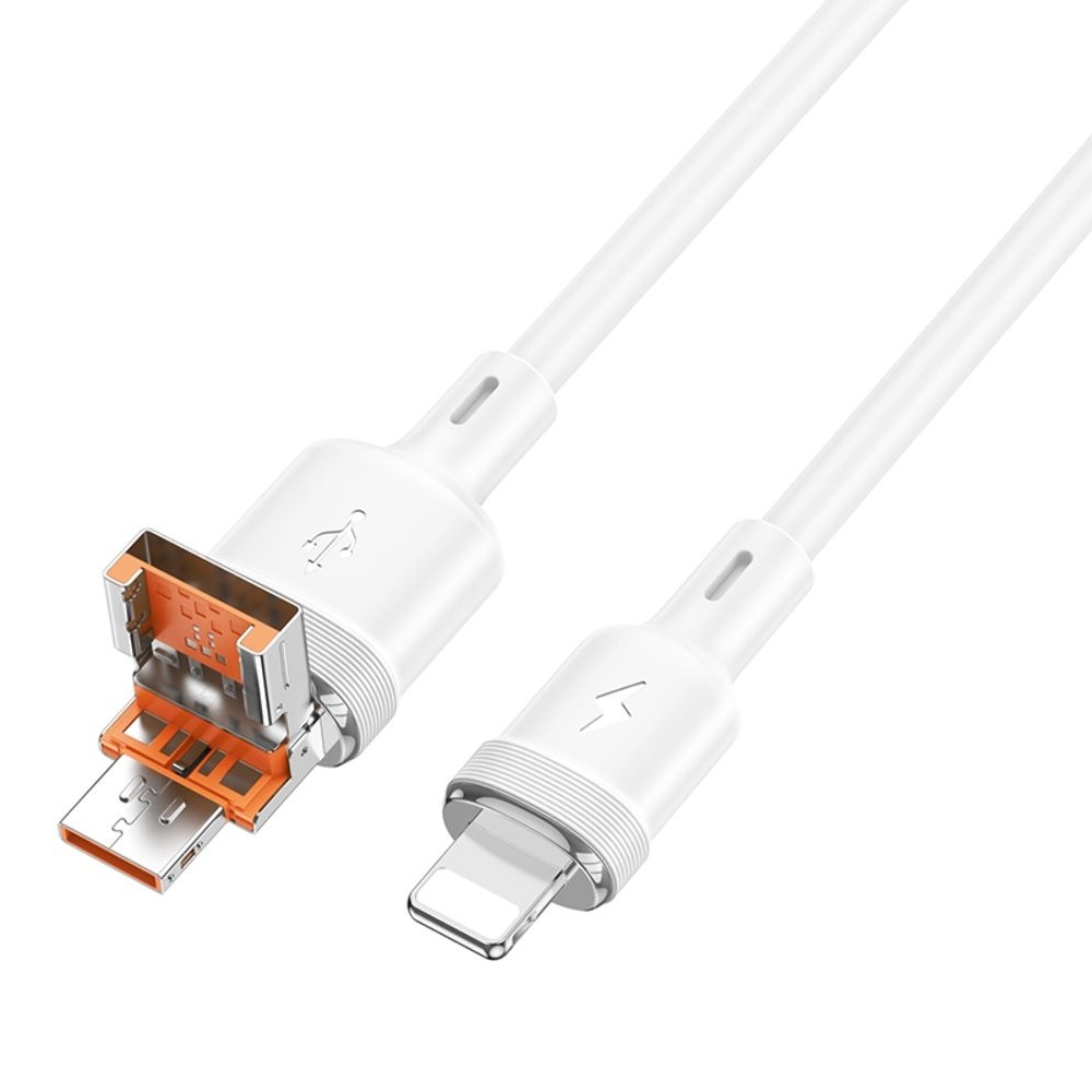 Кабель Hoco U131 2в1 USB/ Type-C to Lightning 1m white