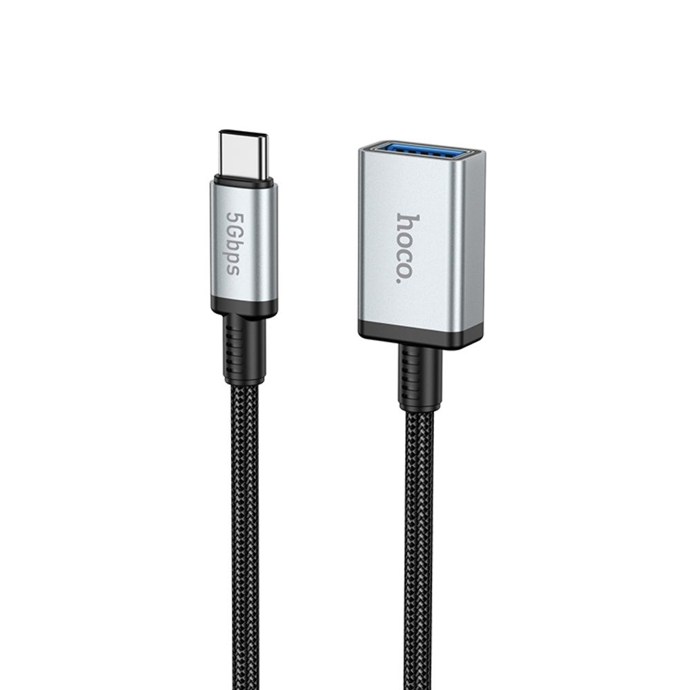 Мультимедийный кабель Hoco US10 удлинитель Type-C to USB (F) USB3.0 5Gbit/s 0.5m black