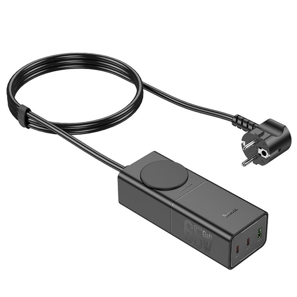 Сетевое зарядное устройство удлинитель Hoco NS4 USB/ 2 Type-C PD 65W black