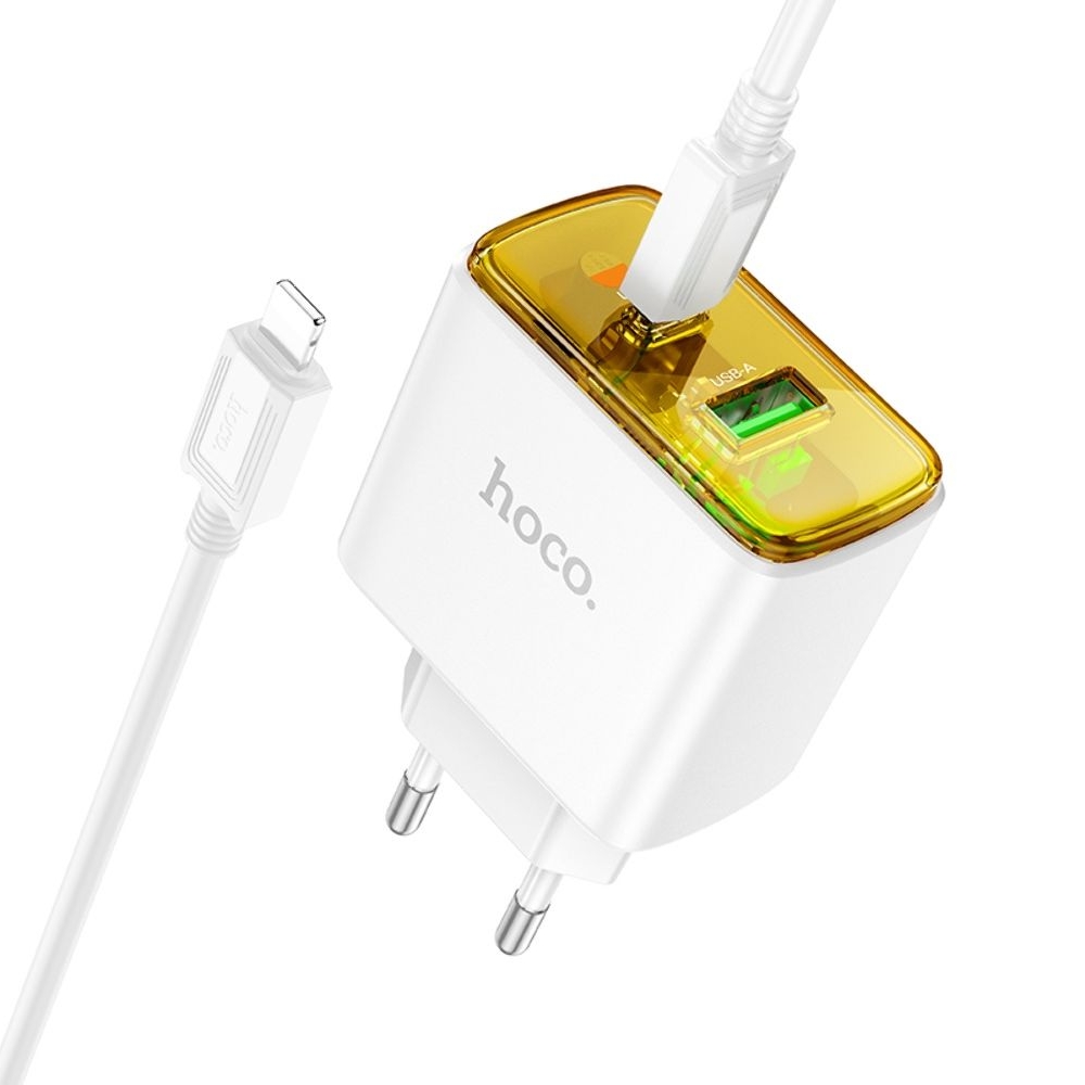 Сетевое зарядное устройство Hoco CS42A USB/ Type-C PD 30W QC white + кабель Type-C to Lightning