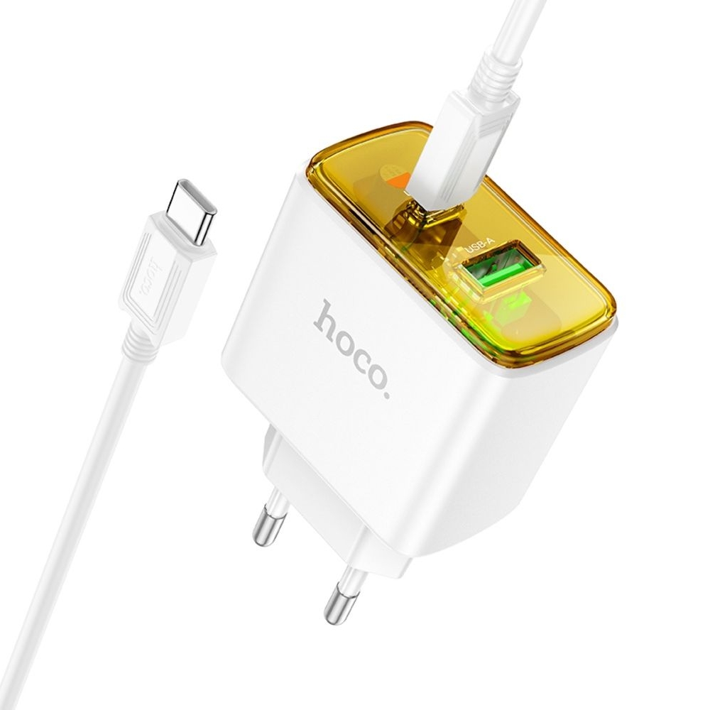 Сетевое зарядное устройство Hoco CS42A USB/ Type-C PD 30W QC white + кабель Type-C to Type-C