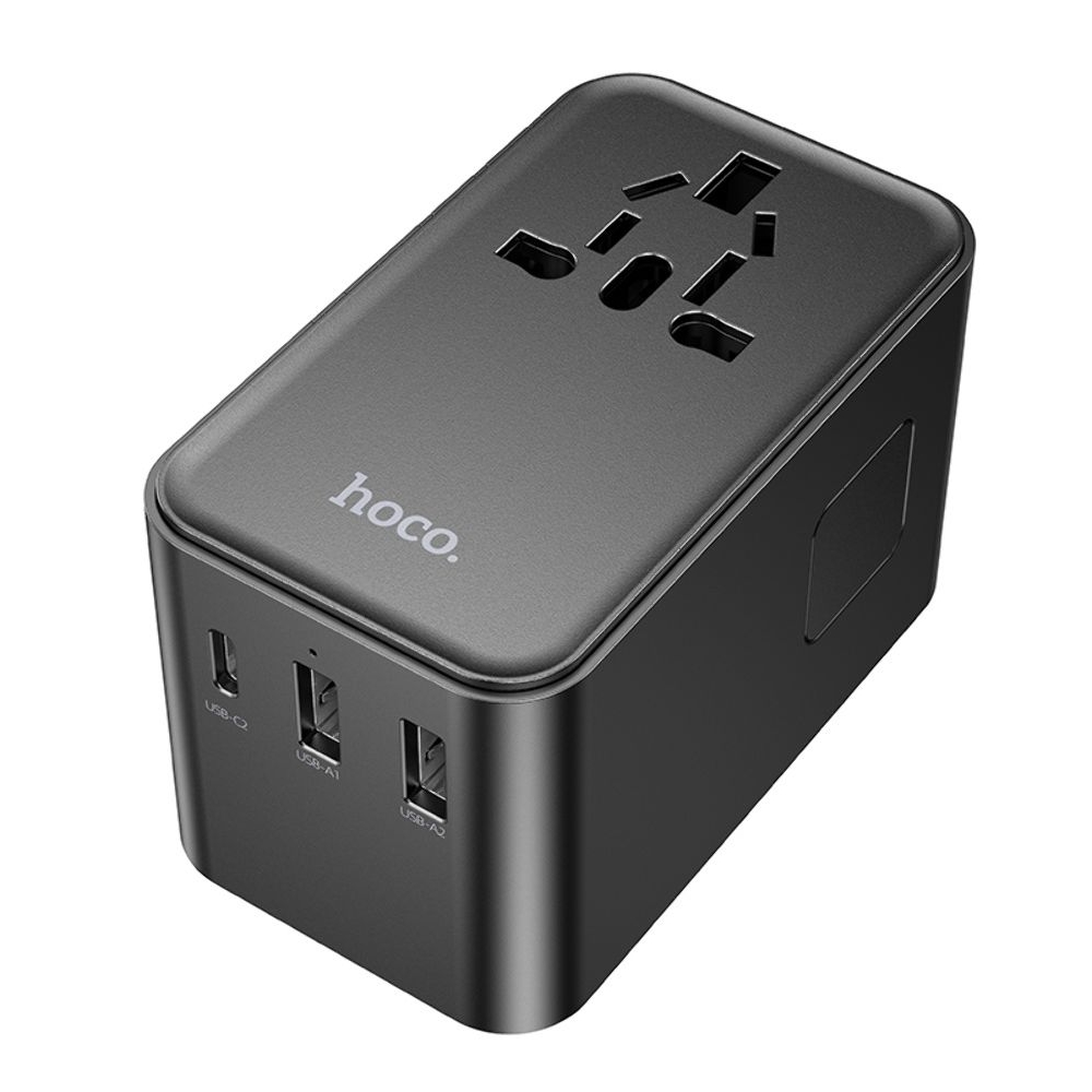 Сетевое зарядное устройство переходник Hoco AC18 2 USB/ Type-C PD 35W black