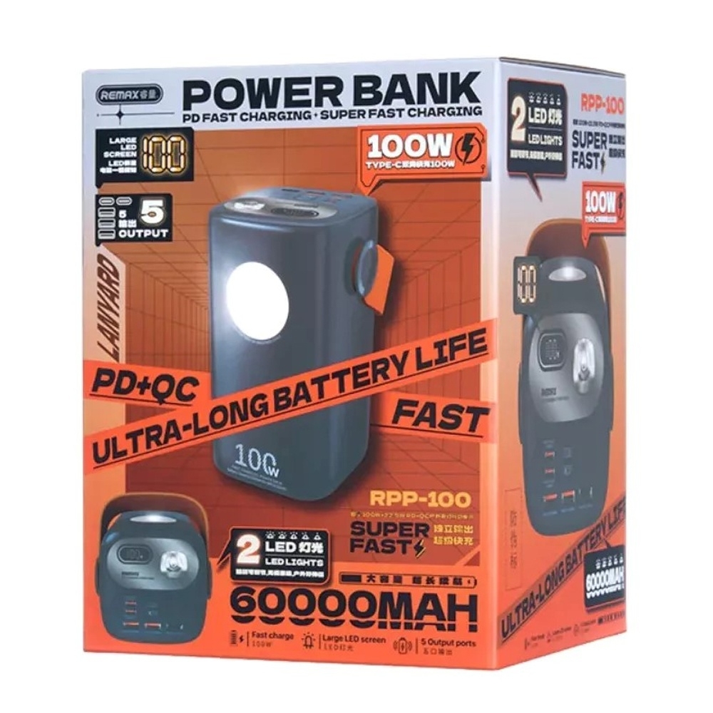 Power bank Remax RPP-100 60000mAh 100W+22.5W PD+QC синий