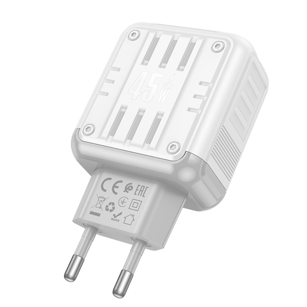 Сетевое зарядное устройство Hoco C136A USB/ Type-C PD 45W white