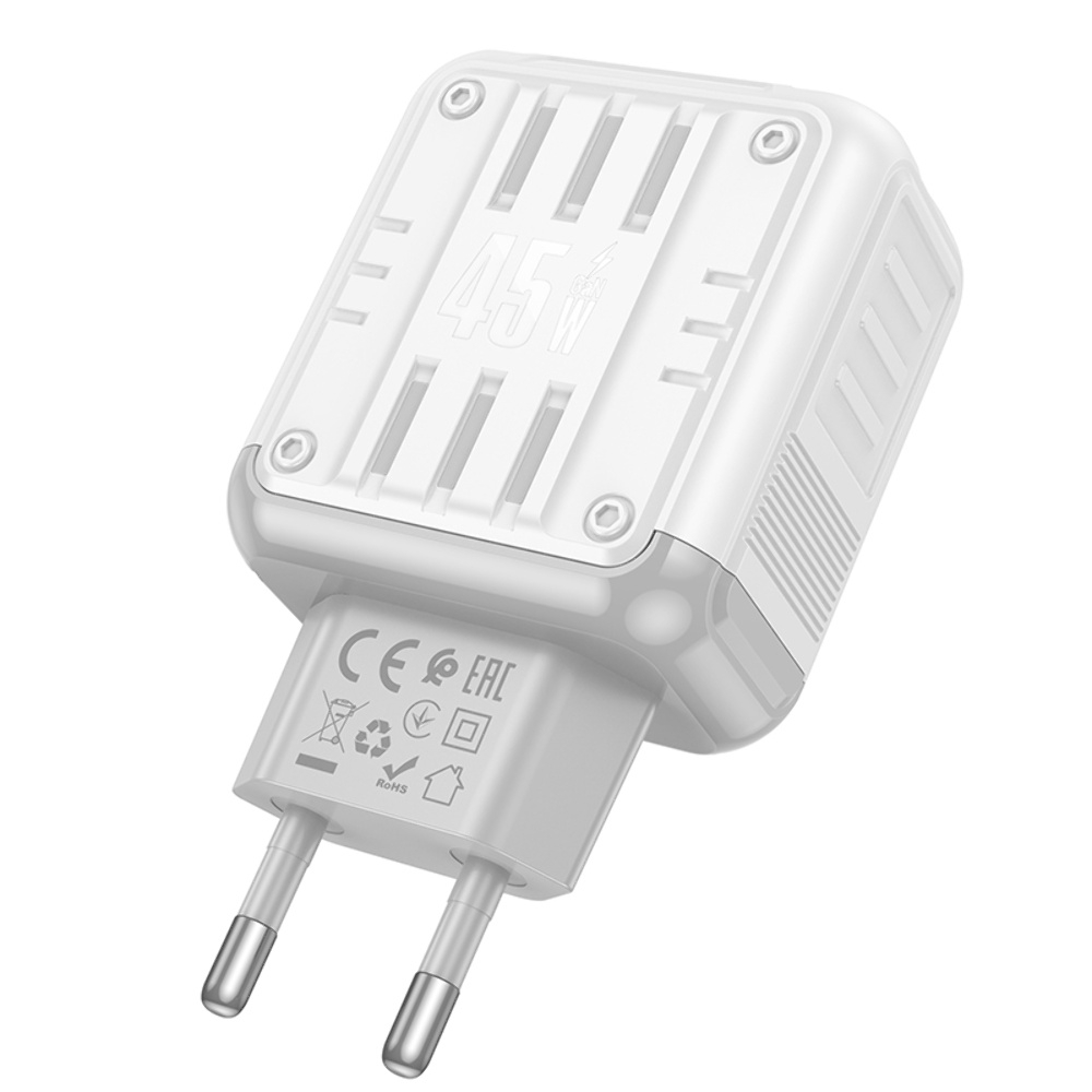 Сетевое зарядное устройство Hoco C137A 2 Type-C PD 45W white