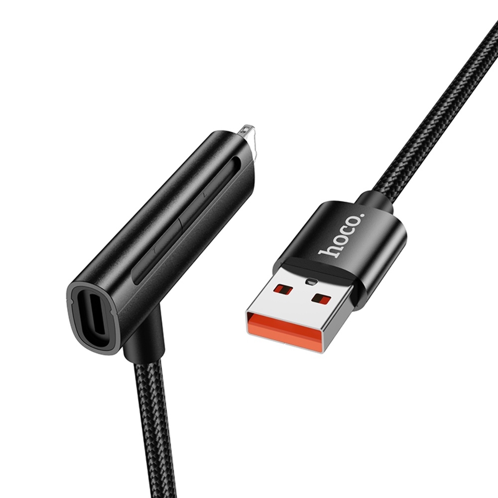 Кабель Hoco U135 2в1 USB to Lightning/ Type-C 1.2m black