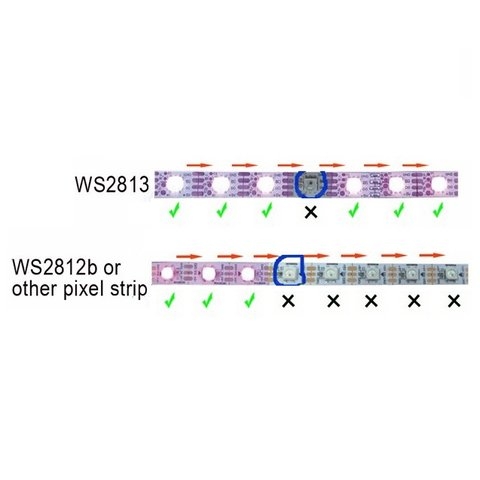 Светодиодная лента RGB SMD5050, WS2813 (черная, с управлением, IP65, 5 В, 60 диодов/м, 1 м)