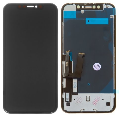 Дисплей для iPhone XR, черный, с рамкой, Original (PRC), с защитным экраном дисплея, Self-welded OEM