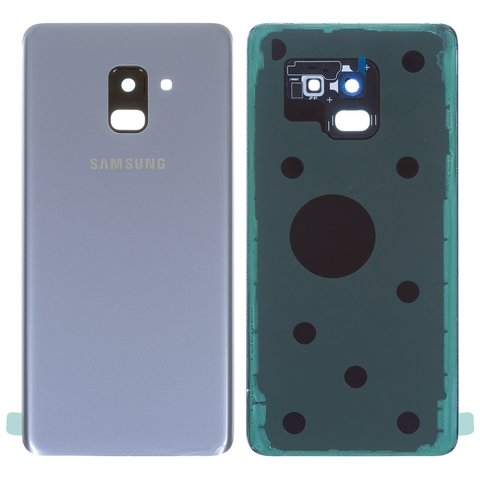 Задняя панель корпуса для Samsung A730F Galaxy A8+ (2018), фиолетовая, серая, со стеклом камеры