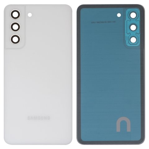 Задняя крышка Samsung SM-G990B Galaxy S21 FE 5G, белая, со стеклом камеры 