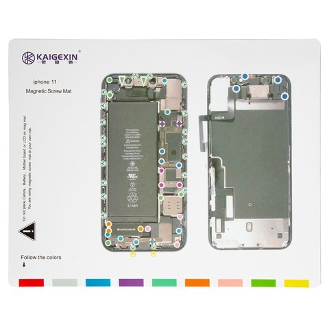 Коврик монтажный Apple iPhone 11, магнитный, раскладки шурупов