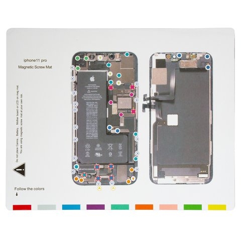 Коврик монтажный Apple iPhone 11 Pro, магнитный, раскладки шурупов