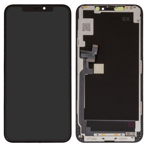 Дисплей для iPhone 11 Pro Max, черный, с рамкой, High Copy, без микросхемы, (OLED), GX OEM hard