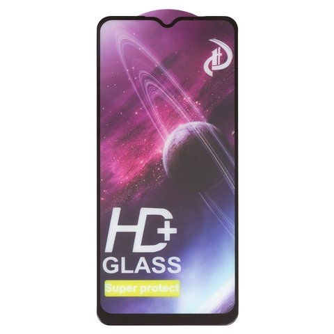 Закаленное защитное стекло Realme C35, 0.33 мм, совместимо с чехлом, черное, Full Glue (клей по всей площади стекла), HD+