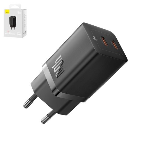 Сетевое зарядное устройство Baseus GaN5 Pro, 40 Вт, Quick Charge, черный, 2 порта, #CCGP180101