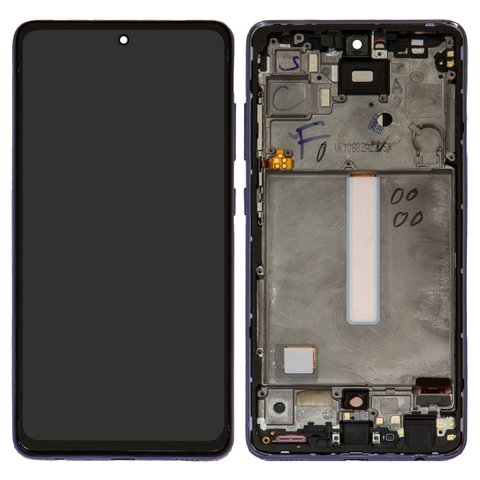 Дисплей Samsung SM-A525 Galaxy A52, SM-A526 Galaxy A52 5G, фиолетовый | с тачскрином | с передней панелью | High Copy, OLED, со стандартным ободком | дисплейный модуль, экран, монитор