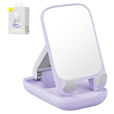 Держатель Baseus Seashell Series, фиолетовый, пластик, с зеркалом, #B10551501511-00