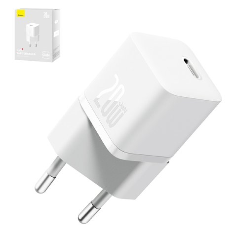 Сетевое зарядное устройство Baseus GaN5 mini, 20 Вт, Fast Charge, белый, 1 порт, #CCGN050102