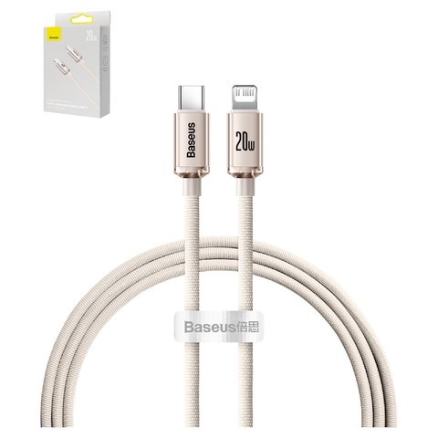 USB кабель Baseus Crystal Shine Series, USB тип-C, Lightning, 120 см, 20 Вт, розовый, #CAJY001304