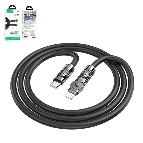 USB-кабель Hoco U118, Type-C на Lightning, 120 см, 27 Вт, чорний, #6942007603386