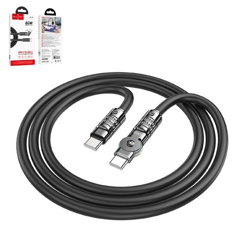 USB-кабель Hoco U118, Type-C на Type-C, 120 см, 60 Вт, 3 A, чорний, #6942007603447