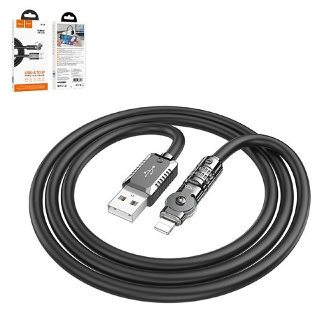USB кабель Hoco U118, USB тип-A, Lightning, 120 см, 2,4 А, черный, #6942007603409
