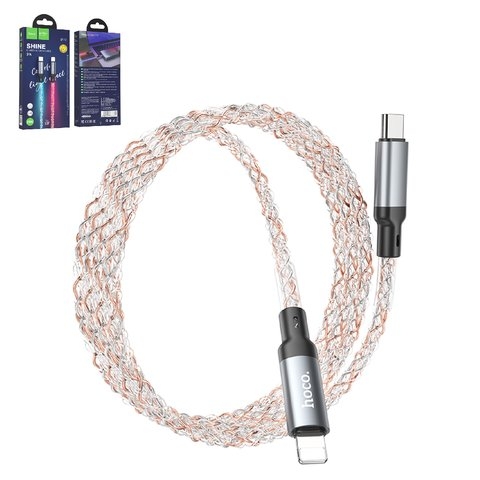 USB кабель Hoco U112, USB тип-C, Lightning, 100 см, 20 Вт, серый, #6931474788795