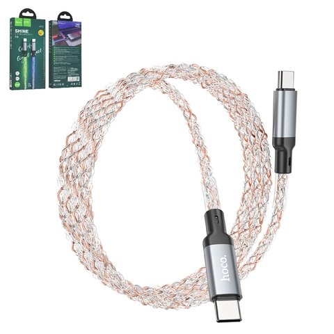 USB-кабель Hoco U112, Type-C на Type-C, 100 см, 60 Вт, 3 A, серый, #6931474788825