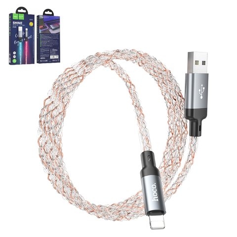 USB кабель Hoco U112, USB тип-A, Lightning, 100 см, 2,4 А, серый, #6931474788801