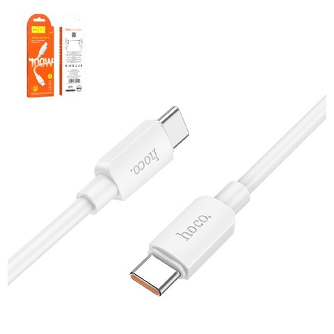 USB кабель Hoco X96, 2xUSB тип-C, 100 см, 100 Вт, 5 А, белый, #6931474799159