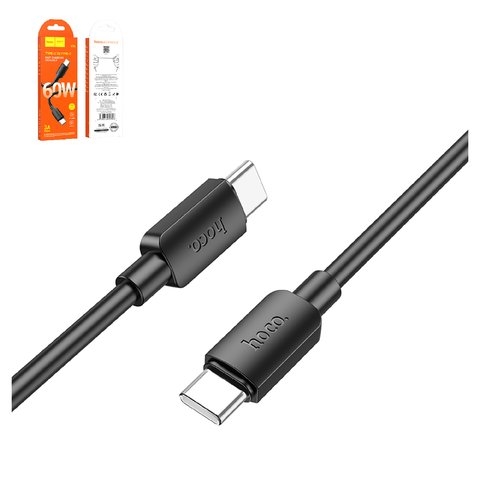USB кабель Hoco X96, 2xUSB тип-C, 100 см, 60 Вт, 3 A, черный, #6931474799128