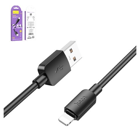 USB-кабель Hoco X96, Lightning, 100 см, 2,4 А, чорний, #6931474799067