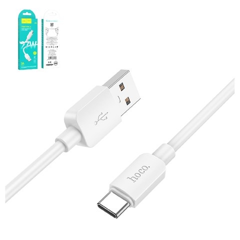 USB кабель Hoco X96, USB тип-C, USB тип-A, 100 см, 27 Вт, 3 A, белый, #6931474799098