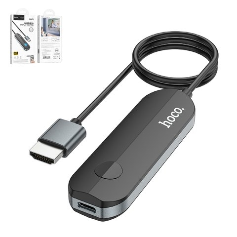 Адаптер Hoco UA23, USB тип-C, HDMI, чорний, Bluetooth, ip version, #6931474789785