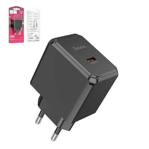 Сетевое зарядное устройство Hoco CS15A, Power Delivery (30 Вт), чорний, 1 порт, #6942007603959