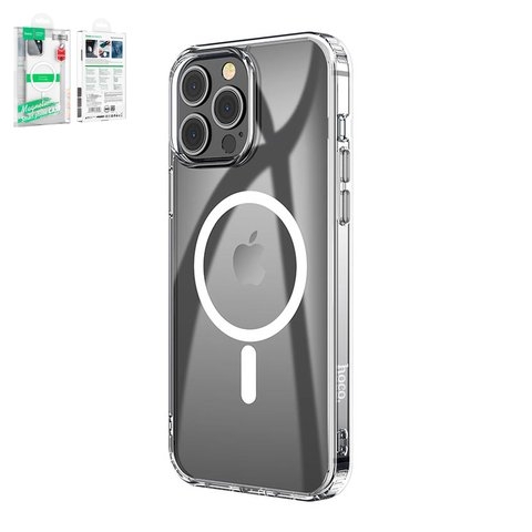 Чехол Hoco Magnetic airbag series Apple iPhone 14 Pro Max, ударопрочный, прозрачный, металлический, пластик, MagSafe, #6931474779472