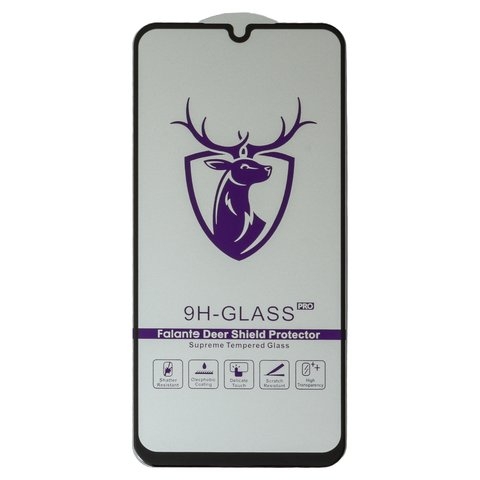 Закаленное защитное стекло Samsung SM-A245 Galaxy A24, совместимо с чехлом, черное, Full Glue (клей по всей площади стекла), HD deer