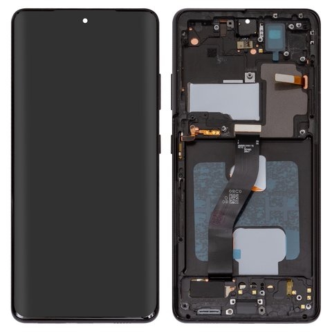 Дисплей Samsung SM-G998 Galaxy S21 Ultra 5G, черный | с тачскрином | с передней панелью | High Copy, OLED, со стандартным ободком | дисплейный модуль, экран