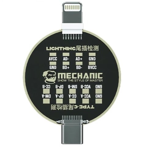 Тест-кабель для проверки коннектора зарядки Mechanic T810, Lightning, Type-C
