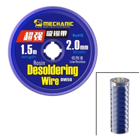 Лента-оплетка Mechanic DW50 2015, (Ш) 2,0 мм, (Д) 1,5 м, 10 шт.