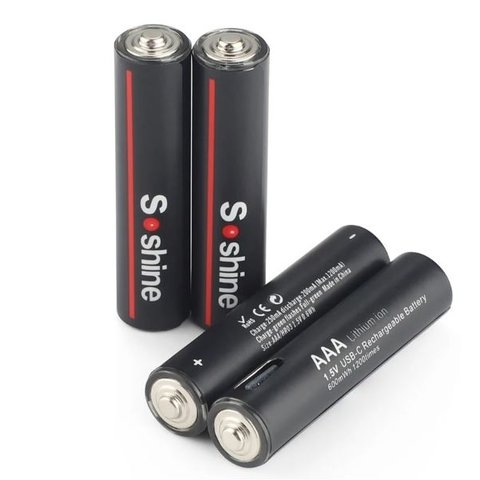 Акумулятор AAA Soshine AAA/HR03, 1,5 B, Li-ion, (600mWh), заряджається від USB Type-C | АКБ, батарея, аккумулятор
