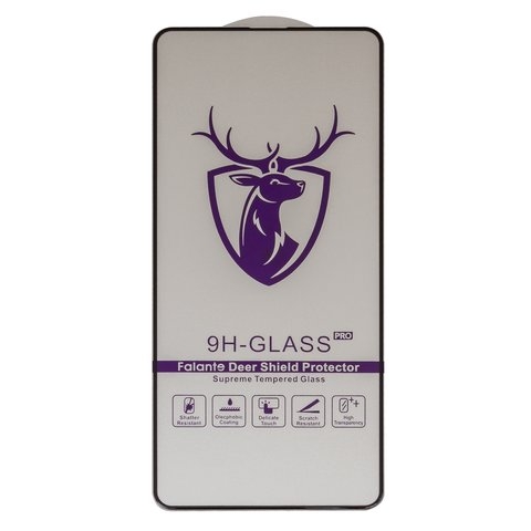 Закаленное защитное стекло Samsung SM-A515 Galaxy A51, совместимо с чехлом, Full Glue, черный, cлой клея нанесен по всей поверхности стекла, HD deer 