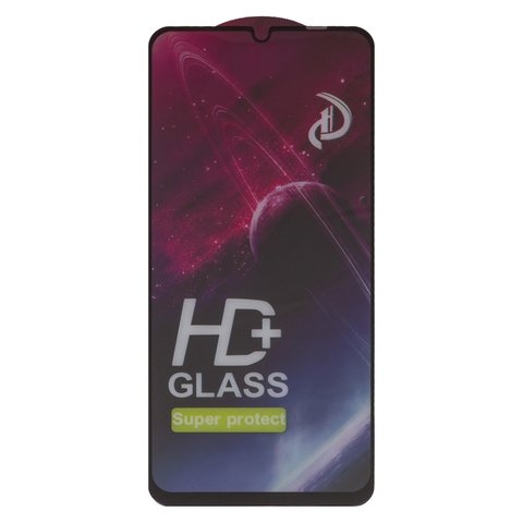 Закаленное защитное стекло Samsung SM-A057 Galaxy A05s, совместимо с чехлом, Full Glue, черный, cлой клея нанесен по всей поверхности стекла 