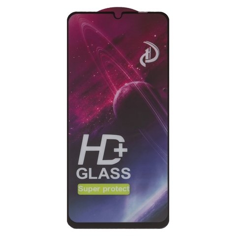 Закаленное защитное стекло Samsung SM-A055 Galaxy A05, совместимо с чехлом, Full Glue, черный, cлой клея нанесен по всей поверхности стекла 