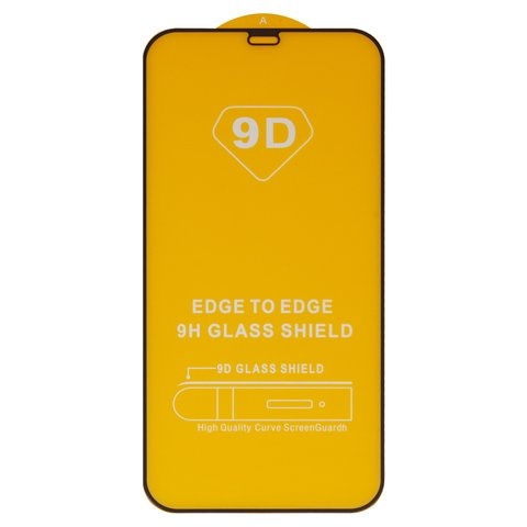 Закаленное защитное стекло Apple iPhone 12 Pro Max, совместимо с чехлом, Full Glue, (без упаковки), черный, cлой клея нанесен по всей поверхности