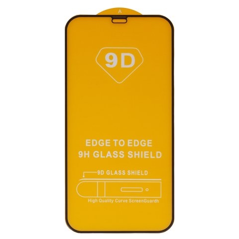 Закаленное защитное стекло Apple iPhone 12, iPhone 12 Pro, совместимо с чехлом, Full Glue, (без упаковки), черный, cлой клея нанесен по всей поверхности