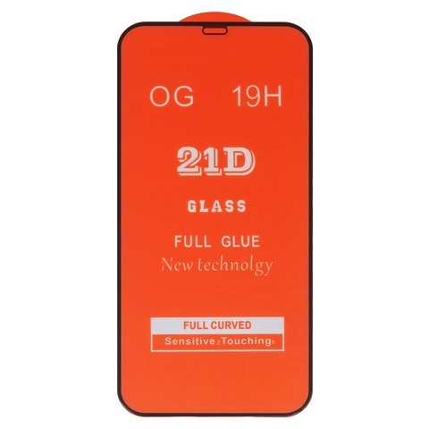 Закаленное защитное стекло Apple iPhone 12 Pro Max, совместимо с чехлом, Full Glue, (без упаковки), черный, cлой клея нанесен по всей поверхности