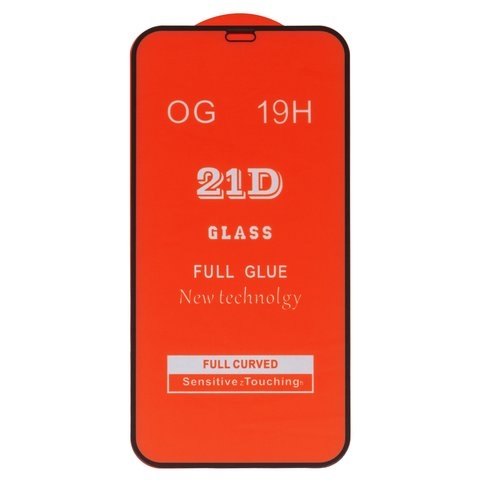 Закаленное защитное стекло Apple iPhone 12, iPhone 12 Pro, совместимо с чехлом, Full Glue, (без упаковки), черный, cлой клея нанесен по всей поверхности