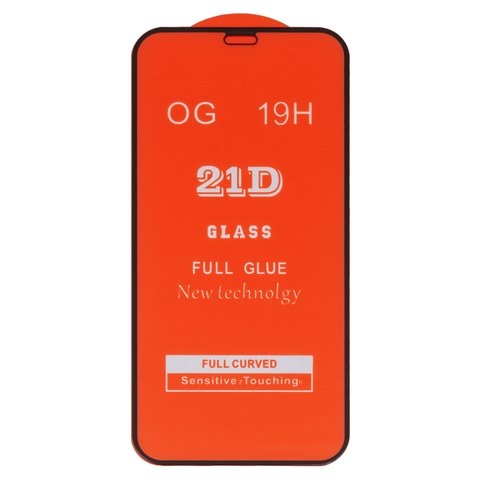 Закаленное защитное стекло Apple iPhone 12 mini, совместимо с чехлом, Full Glue, (без упаковки), черный, cлой клея нанесен по всей поверхности